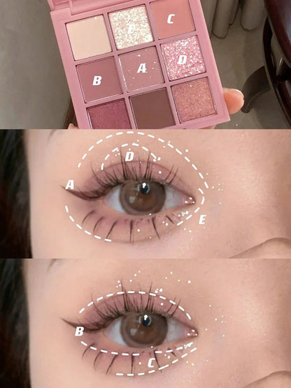 Eyeshadow Palette Oh Rosy Nine Palace Grid Auto Focus Smoke Powder