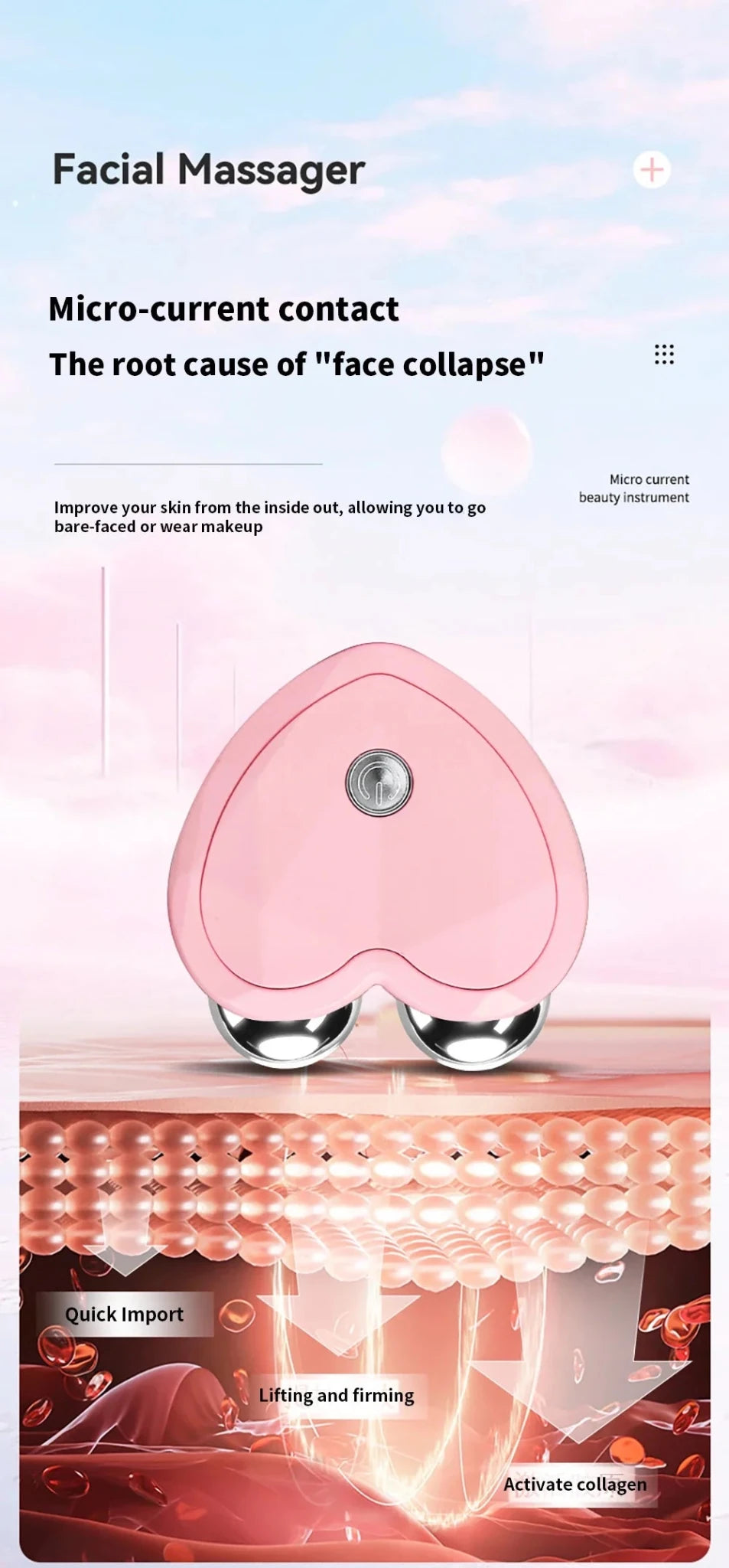 NEW Micro Current Beauty Device Mini Portable Face Lifting Roller