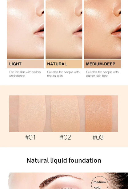 Liquid foundation naturally covers flaws without sticking powder, plain face cream