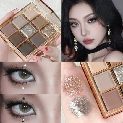 Eyeshadow Palette Oh Rosy Nine Palace Grid Auto Focus Smoke Powder