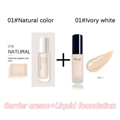 Liquid foundation naturally covers flaws without sticking powder, plain face cream