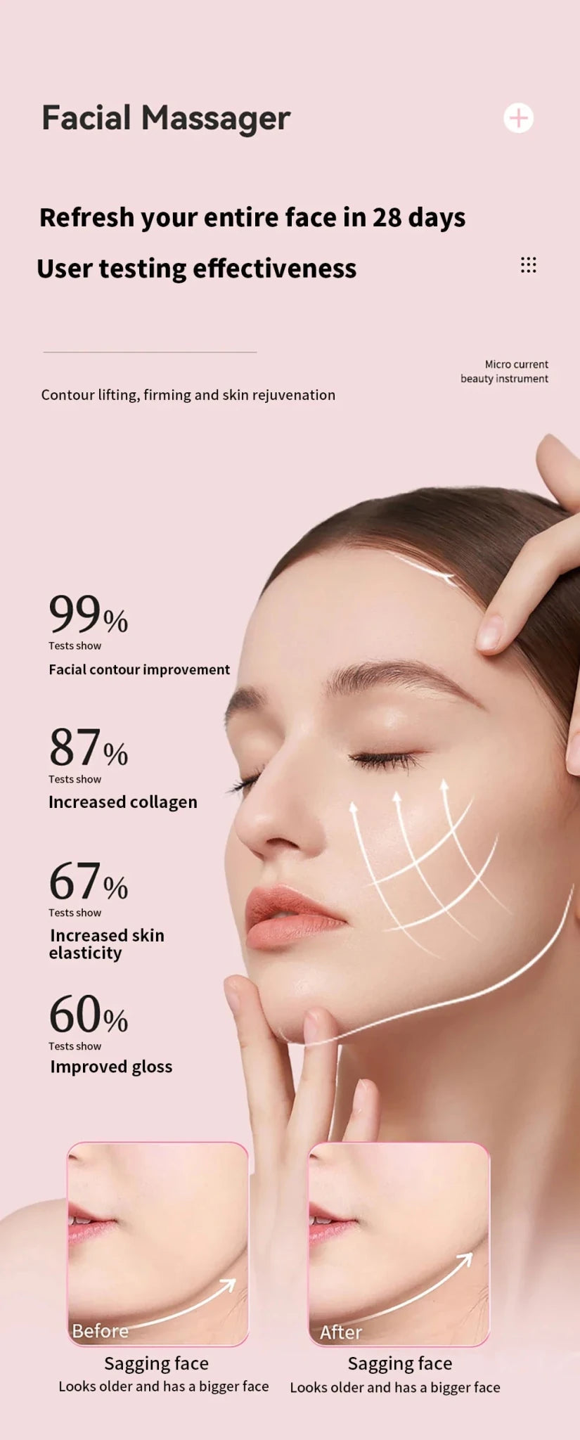 NEW Micro Current Beauty Device Mini Portable Face Lifting Roller