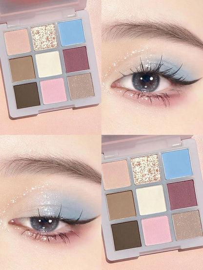 Eyeshadow Palette Oh Rosy Nine Palace Grid Auto Focus Smoke Powder