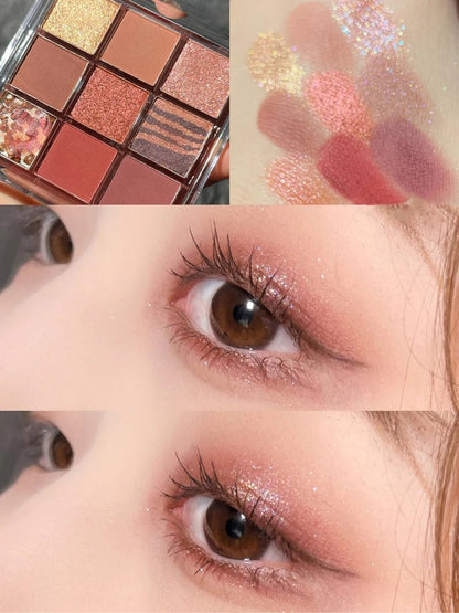 Eyeshadow Palette Oh Rosy Nine Palace Grid Auto Focus Smoke Powder