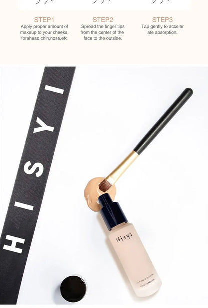 Liquid foundation naturally covers flaws without sticking powder, plain face cream