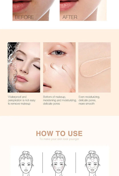 Liquid foundation naturally covers flaws without sticking powder, plain face cream